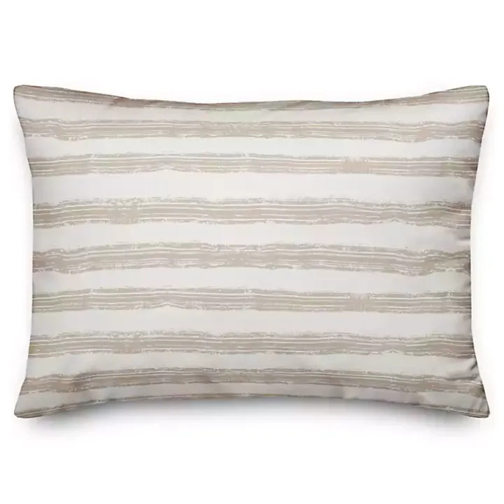 Beige Stripes Outdoor Lumbar Pillow