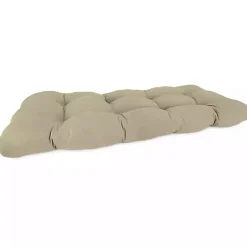 Beige Tufted Canvas Outdoor Bench Cushion