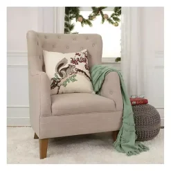 Berry and Squirrel Christmas Throw Pillow