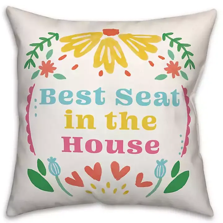 Best Seat in the House Floral Throw Pillow