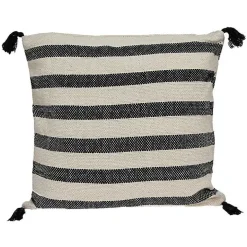 Black & White Bungalow Stripe Throw Pillow