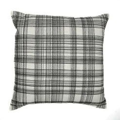 Black & White Handwoven Plaid Throw Pillow