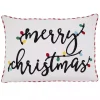 Black & White Merry Christmas Bulbs Lumbar Pillow