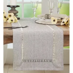 Black & White Striped Table Runner, 90 in.