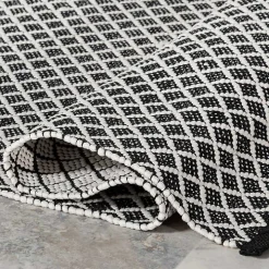 Black & White Trellis Indoor/Outdoor Rug, 6x9