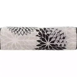 Black and Beige Floral Outdoor Bolster Pillow