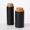 Black and Brown Wood Vases, Set of 2