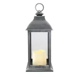 Black and Brushed Silver LED Candle Lantern