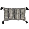 Black and Cream Woven Block Tassel Lumbar Pillow