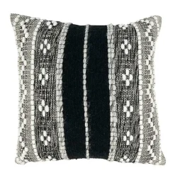Black and Cream Woven Pattern Throw Pillow