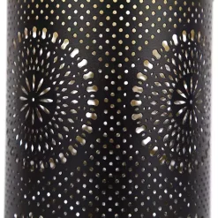 Black and Gold Laser Cut Floral Lanterns, Set of 3