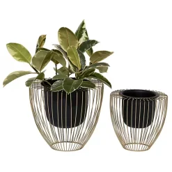 Black and Gold Open Frame Planters, Set of 2