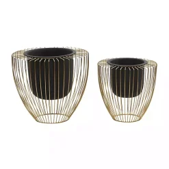 Black and Gold Open Frame Planters, Set of 2
