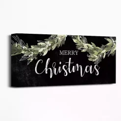 Black and Green Merry Christmas Canvas Art Print