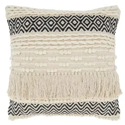 Black and Ivory Moroccan Textured Pillow