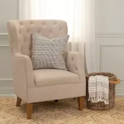 Black and Natural Sea Striped Pillow