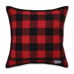 Black and Red Buffalo Plaid Monogram J Pillow