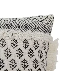 Black and White Boho Print Lumbar Pillow
