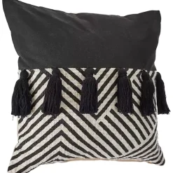 Black and White Chevron Pillow with Tassels
