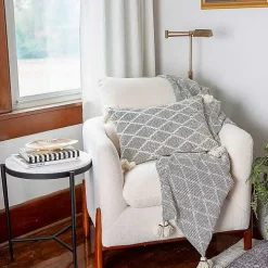 Black and White Diamond Woven Lumbar Pillow