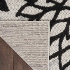 Black and White Floral Outdoor Area Rug, 7x10