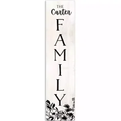 Black and White Floral Personalized Porch Board