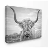 Black and White Highland Cow Canvas Art Print
