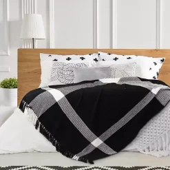 Black and White Plaid Organic Cotton Throw