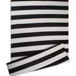 Black and White Rugby Stripe Outdoor Area Rug, 5x8