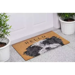 Black and White Shih Tzu Hello Doormat