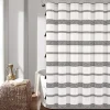 Black and White Striped Boho Shower Curtain