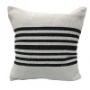 Black and White Striped Cotton Throw Pillow