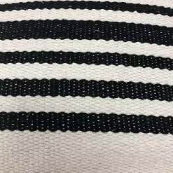 Black and White Striped Cotton Throw Pillow