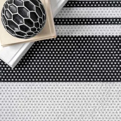 Black and White Striped Washable Area Rug, 4x6