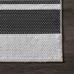 Black and White Striped Washable Area Rug, 4x6