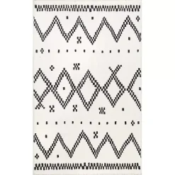 Black and White Tracy Fringed Area Rug, 8x10
