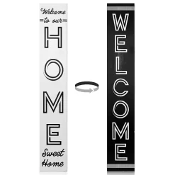 Black and White Welcome Home Two-Sided Porch Board