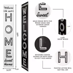 Black and White Welcome Home Two-Sided Porch Board