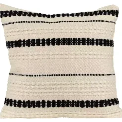 Black and White Woven Stripe Indoor/Outdoor Pillow