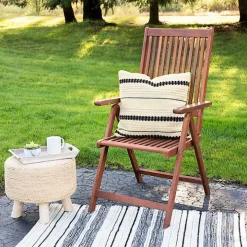 Black and White Woven Stripe Indoor/Outdoor Pillow