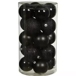 Black Ball Ornaments, Set of 24