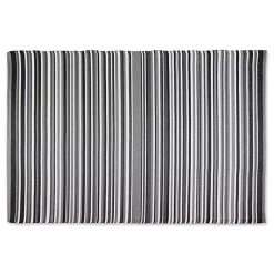 Black Barcode Stripe Outdoor Area Rug, 4x6