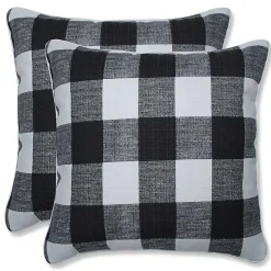 Black Buffalo Check Outdoor Pillows, Set of 2
