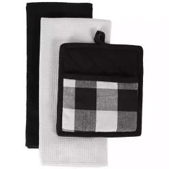 Black Buffalo Check 3-pc. Potholder & Towel Set