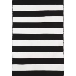 Black Cabana Stripe Indoor/Outdoor Area Rug, 7x9