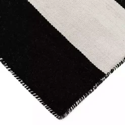 Black Cabana Stripe Indoor/Outdoor Area Rug, 3x5