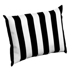 Black Cabana Stripe Outdoor Lumbar Pillow