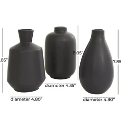 Black Ceramic Contemporary Vases, Set of 3