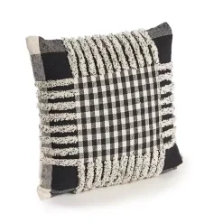 Black Check Textured Pillow