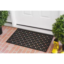 Black Circles Rubber Doormat